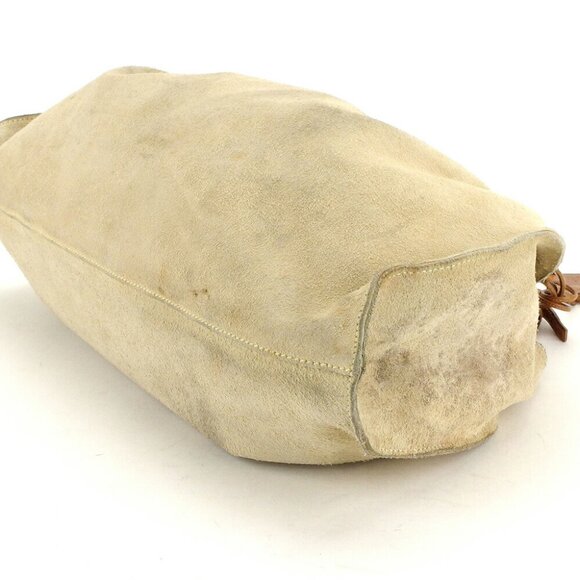 authenticity guaranteed GUCCI Tote Bag Reather Tag Beige Suede Leather used - Picture 3 of 8